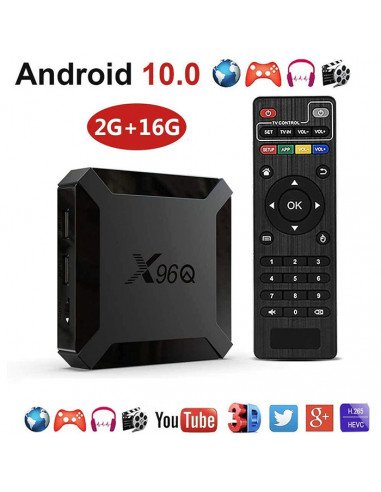 Tv Box x96Q Android 11 4K Ultra hd Allwinner H313 Quad-Core 16Go 2Go Hdmi wifi