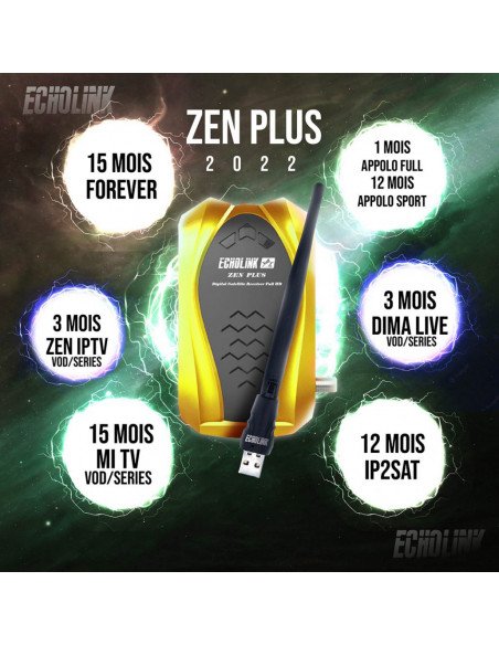 Echolink zen 5 avec 2 télécommande & clé wifi & iptv & serveur