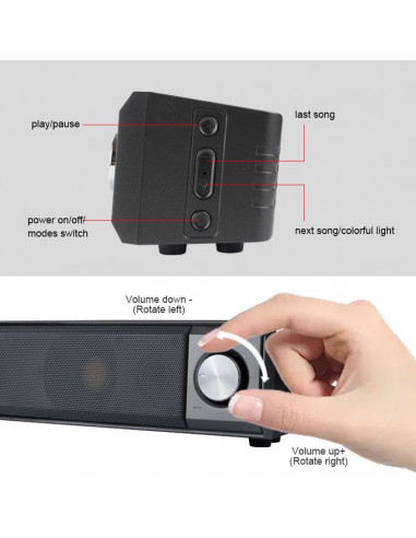 Haut-parleur Bluetooth + Radio FM + Éclairage -...