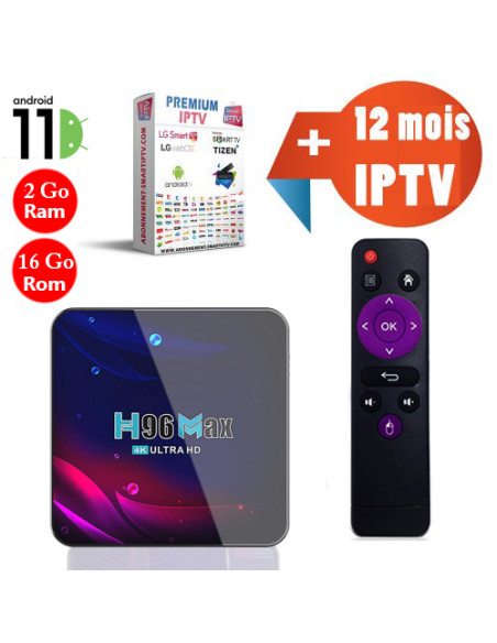 H96 Max V11 Android 11 16Go 2Go Ram avec Abonnement IPTV 12 Mois