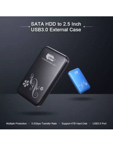Boîtier de Disque Dur Externe SATA 2.5" USB 3.0...