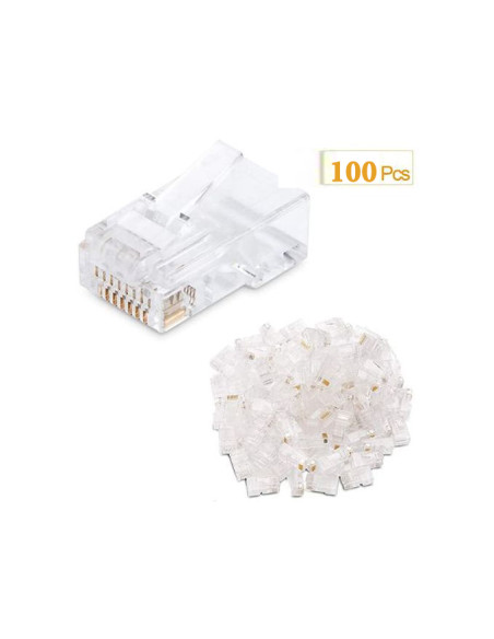 Connecteur RJ45 Ethernet - Pleug CAT6 Transparent , Lot de 100 Fiches