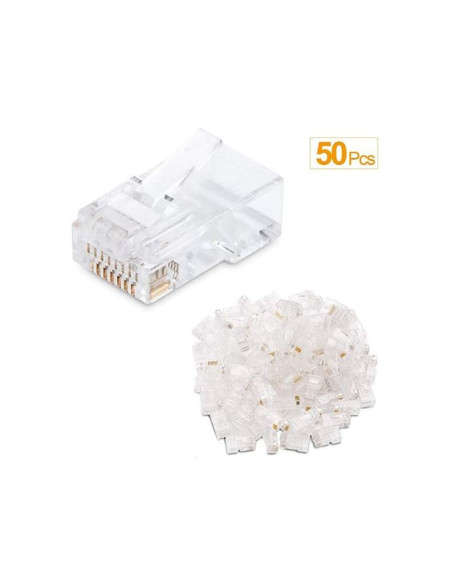 Connecteur RJ45 Ethernet - Pleug CAT6 Transparent , Lot de 50 Fiches