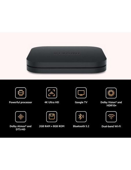 XIAOMI MI TV Box S (2nd Gen) 4K 60FPS Quad-Core 2/8GB Google TV, BT5.2 Dolby HDR10+