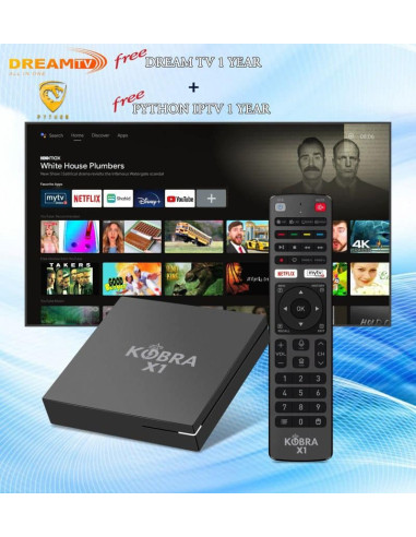 tv box Kobra x1 2Gb Ram 16Gb Rom Android tv 13 avec 4 abonnement IPTV