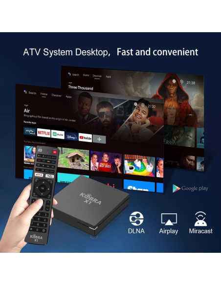 tv box Kobra x1 2Gb Ram 16Gb Rom Android tv 13 avec 4 abonnement IPTV