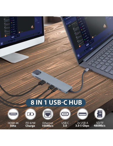 YOO FACE 8 in 1 USB C Hub