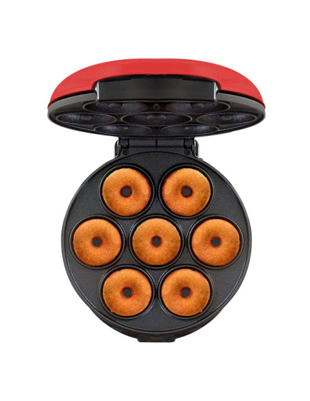 Mini machine à beignets pour faire 7 donuts 700W rouge