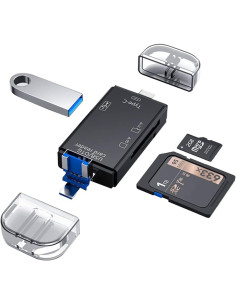 adaptateur portable 6 en 1 TF/USB-C pour...