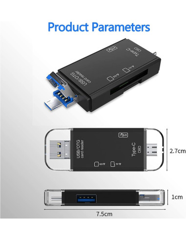 adaptateur portable 6 en 1 TF/USB-C pour...