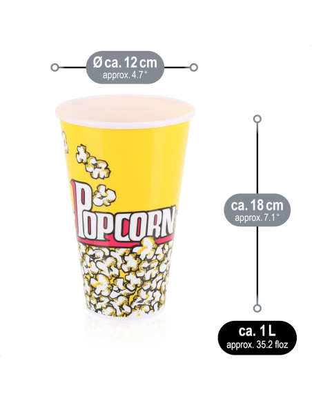 Gobelet -pop corn 4 pcs pour cènima, fete, aniversaire
