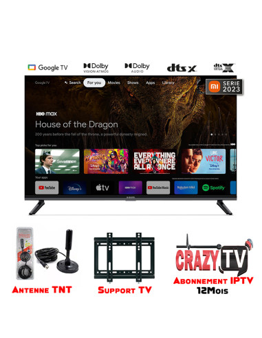 Smart tv Xiaomi TV A Pro 32 Pouces google tv + support + antenne tnt + iptv 12 mois