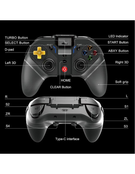 Ipega PG-9218 Manette sans fil RGB for Nintendo Switch/Android/IOS/Windows PC/Mobile/PS4/PS3