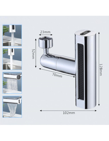 Robinet de Cuisine Cascade 4 en 1, Rotatif à 360 °