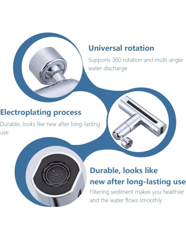 Robinet de Cuisine Cascade 4 en 1, Rotatif à 360 °