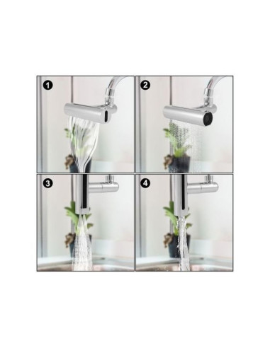 Robinet de Cuisine Cascade 4 en 1, Rotatif à 360 °