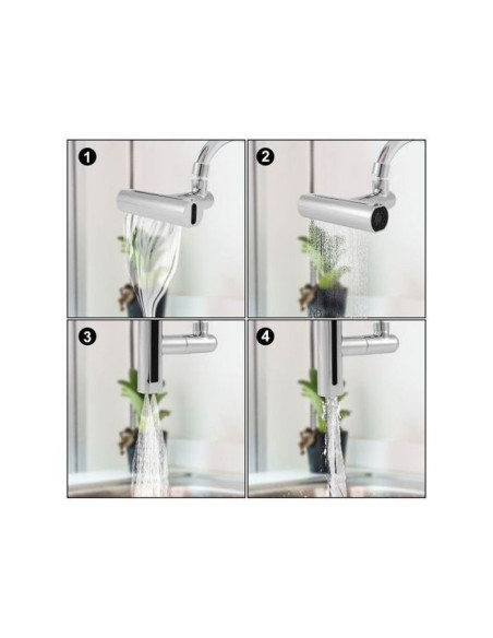 Robinet de Cuisine Cascade 4 en 1, Rotatif à 360 °