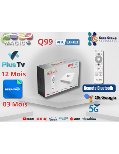 MAGIC Q99 4k UHD TV Box Android 2Gb Ram 16Gb Mémoire avec 7 abonnement