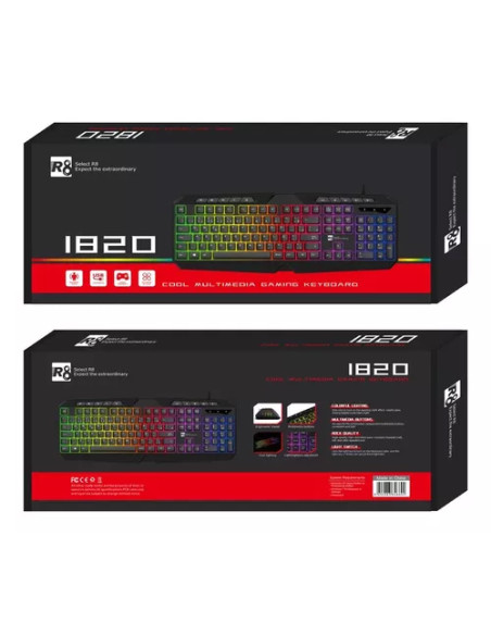 Clavier gaming touches multimédia à lumière LED colorées