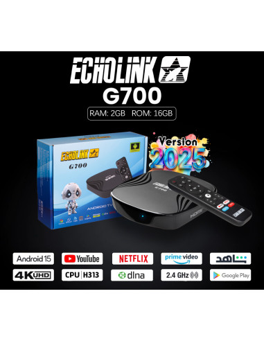 tv box Echolink G700 android 15 2Gb ram 16Gb rom avec abonnement 12 mois