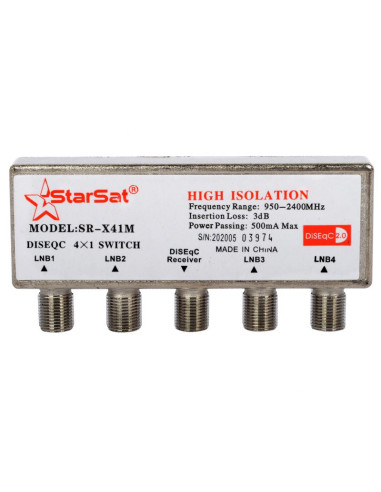 switch StarSat SR-X41M 4×1 DiSEqC 2.0 avec capot de protection