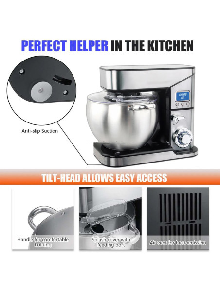 Best Mark Pétrin digital 8L en acier inoxydable 1500w