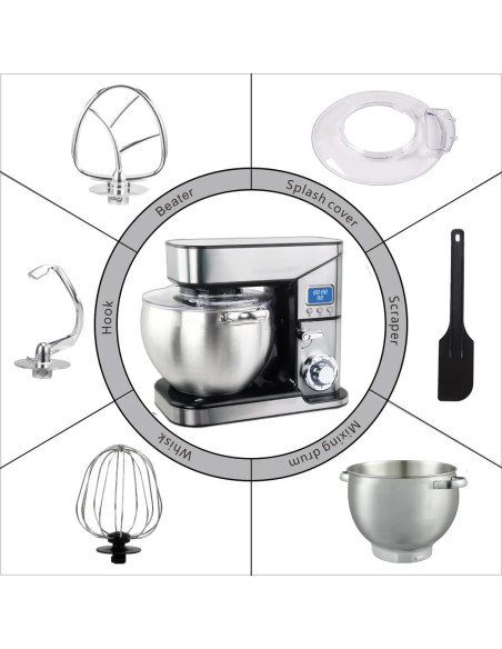 Best Mark Pétrin digital 8L en acier inoxydable 1500w