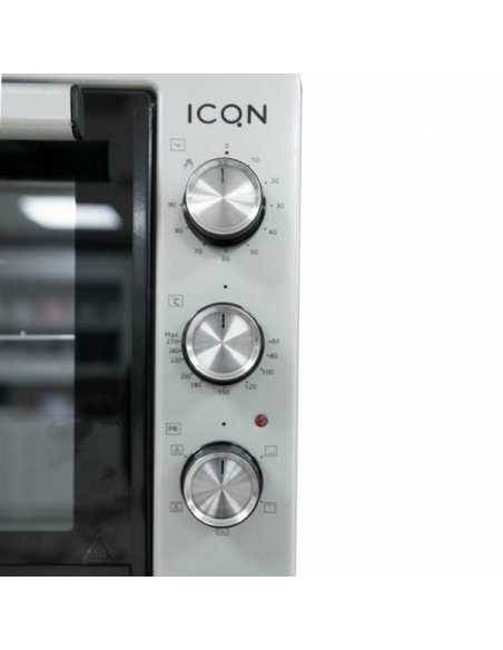 ICQN Four Electrique 42L, Chaleur tournante, 40°- 230°C, 1300 W, Gris Inox