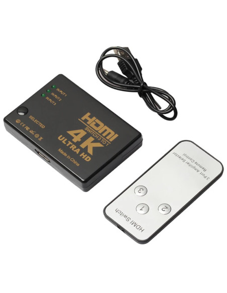 HDMI Switch 3 Ports 4K Ultra HD- Télécommande incluse