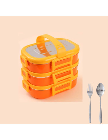 Boîte à lunch 3 niveaux en acier inoxydable, 2,45 L