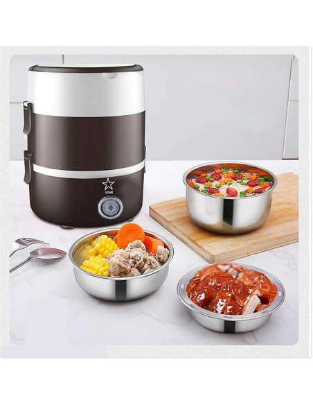 Boîte à lunch isotherme électrique inox à 3 couches