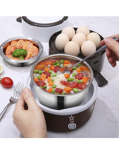 Boîte à lunch isotherme électrique inox à 3...