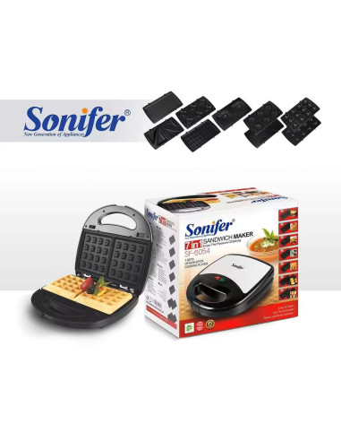 Machine à sandwich 7 en 1 Sonifer SF-6054 Gril, Gaufre, Pain, Donuts, Sandwich, Tarte, Kuih