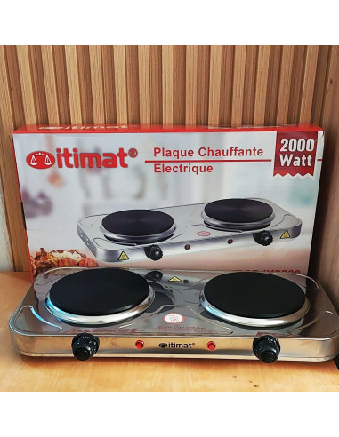 itimat Plaque chauffante electrique inox 2 feux 2000 Watt