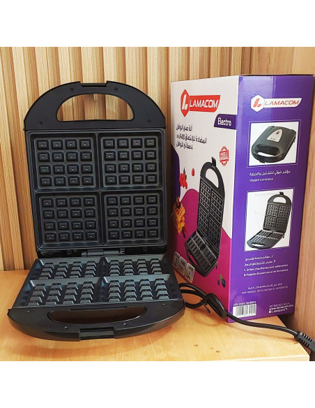 Lamacom Gaufrier anti-adhérante 1400W 4 gaufres