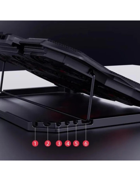 Support de refroidissement pour ordinateur portable à six ventilateurs avec écran LED et deux ports USB, idéal pour le gaming