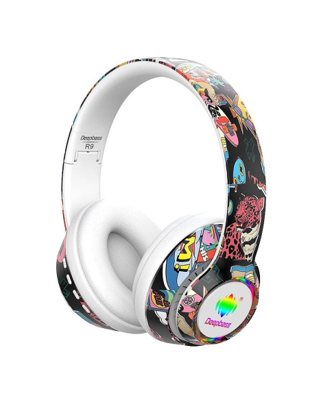 Deepbass R9 Caque Bluetooth sans fil  RVB, Hi-Fi - Blanc