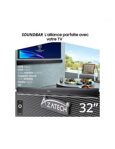 Aza Tech Barre de Son 32'' Bluetooth sans Fil...