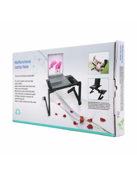 Table multifonction avec support pour ordinateur portable et tapis de souris