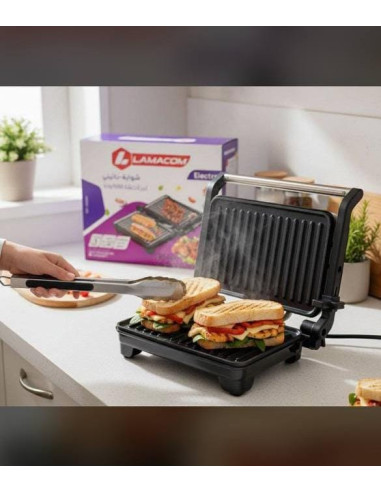 Lamacom panini grille antiadhérent 1500W 180°