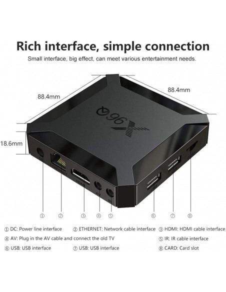 Tv Box X96Q 2Go Ram 16Go Mémoire avec IPTV 12 Mois et Mini Clavier Bluetooth