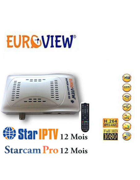 euroview ultra mini hd 40 avec iptv 12 mois starcam Pro 12 mois