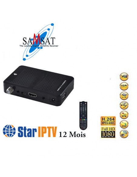 Récepteur satellite Samsat K30 Mini + IPTV 12 Mois