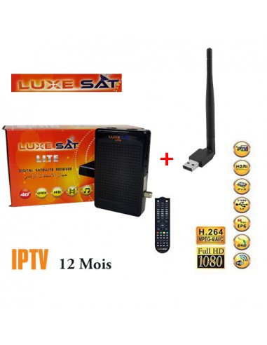 Récepteur satellite Luxe sat lite + iptv 12 Mois + Clé wifi