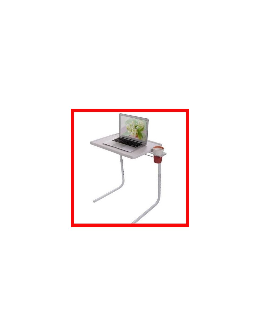 LDSZXNE Bureau pour Ordinateur Portable Table d'ordinateur Mobile avec une  fente et un porte-gobelet 60x40x62.5-86.5cm Noir