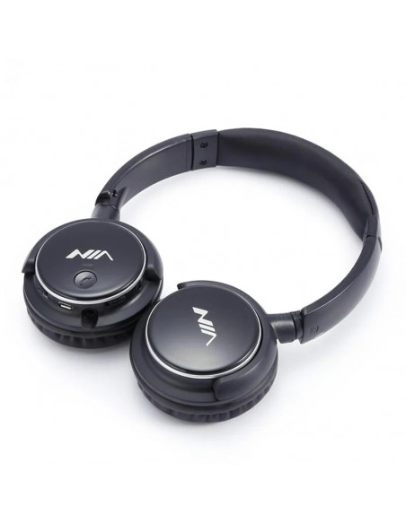 Nia Casque Bluetooth Q1 avec Microphone Radio FM support Micro SD / Auxiliaire - noir