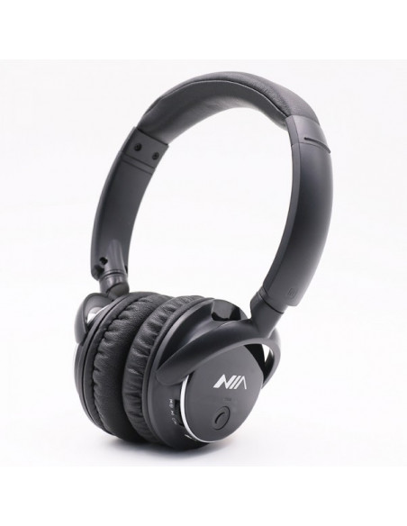 Nia Casque Bluetooth Q1 avec Microphone Radio FM support Micro SD / Auxiliaire - noir