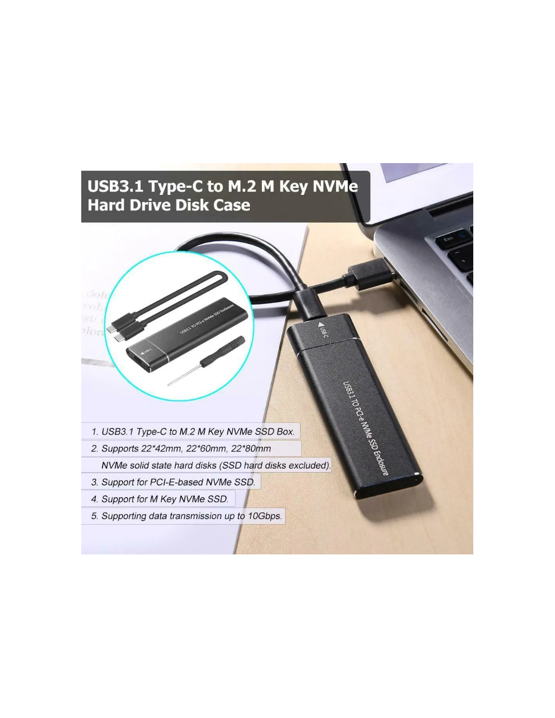 Support En Aluminium Pour Adaptateur De Boîtier SSD M.2 NVME SATA, Lecteur  De Boîtier USB3.