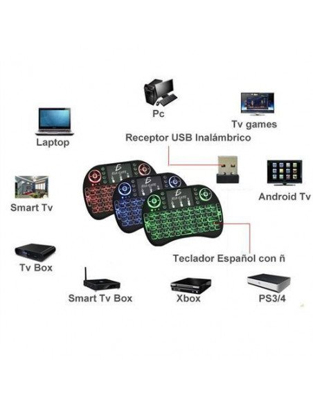 H9 Mini clavier sans fil rétroéclairé, à main levée avec Touchpad souris à  distance pour TV BOX pour Android, Kodi Box, Windows PC, HTPC, IPTV,  Raspberry Pi, Xbox 360, PS3, PS4 (Noir)