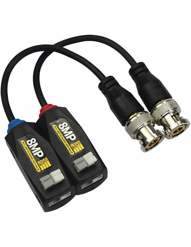 Single Channel Split Joint HD Video Balun 8MP (4K) — for Analog Camera Video Signal Transmission to DVR using 1-pair Cat 6 Cable